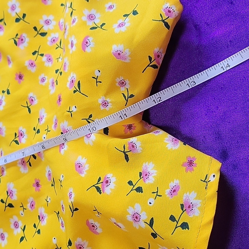 Shein mustard yellow pink floral off shoulder 2 piece set - Picture 12 of 15